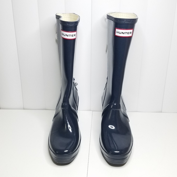 Hunter Shoes - Hunter Verbier Lace Up Wedge Navy Rain Boots Sz 7